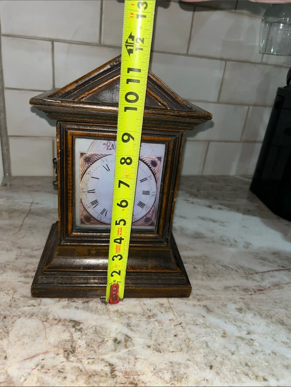 Rustic Brown Mantel Clock Wall Decor - Classic Vintage Style